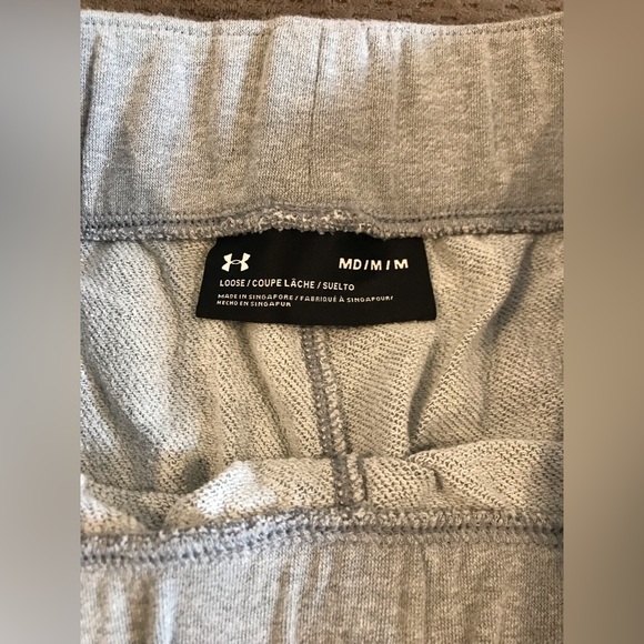 NWOT Under Armour Light Heather Grey Loose Fit Elastic Waist Capri Gym Pant - M - Picture 3 of 6